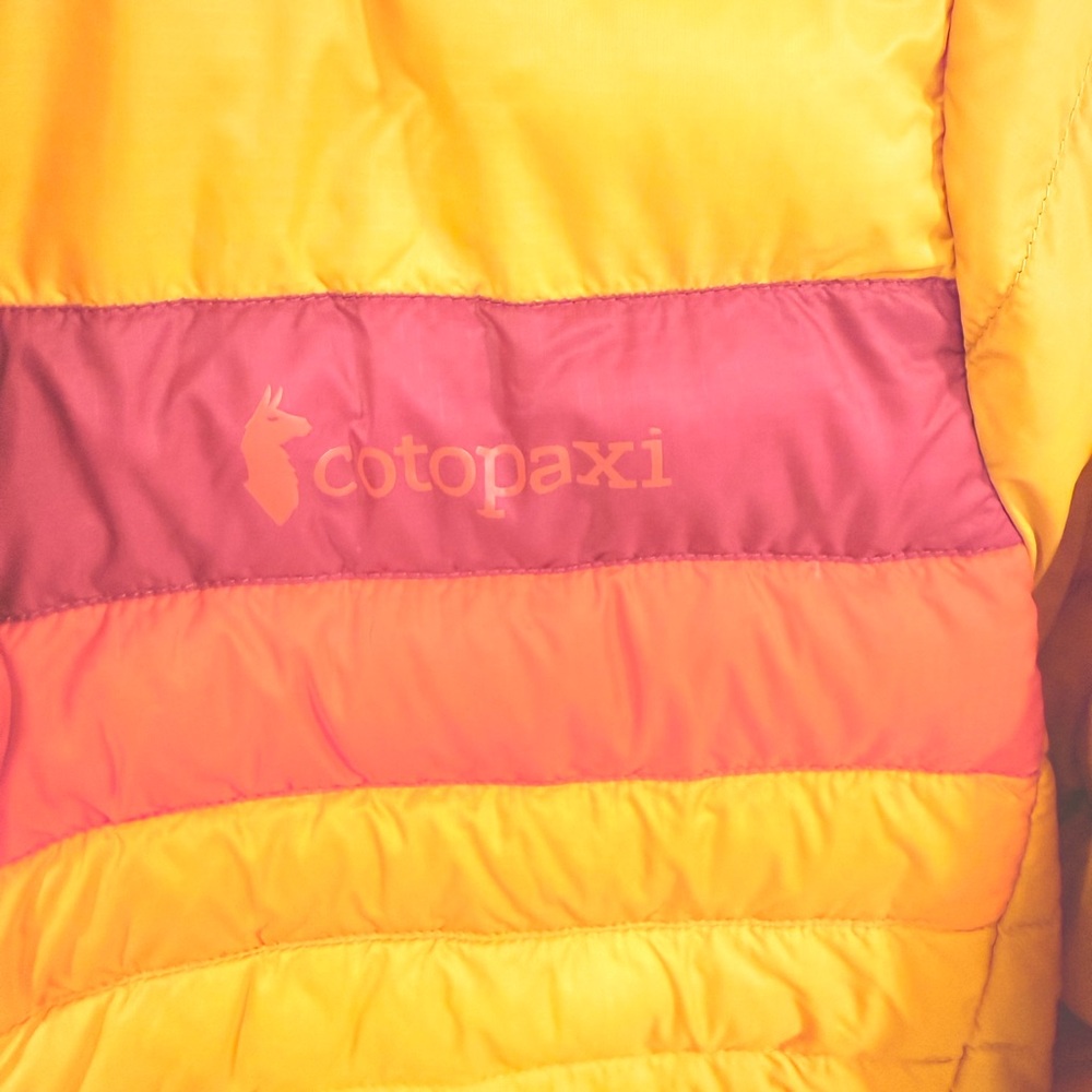 Cotopaxi Fuego Down Hooded Pullover, Amber Stripes, XS - Picture 11 of 15